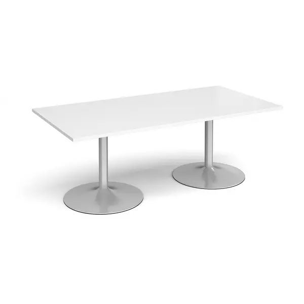 Silver Trumpet Base Rectangular Boardroom Table 2000mm - White