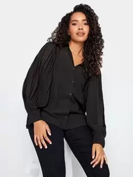 M&Co Pleat Sleeve Shirt, Black, Size 10, Women