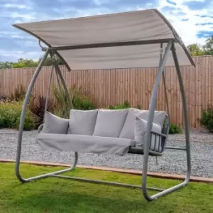 Norfolk Leisure Newmarket 3 Seat Garden Swing Chair With Canopy - White