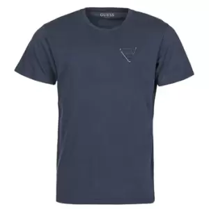 Guess LOGO ORGANIC BASIC CN SS TEE mens T shirt in Blue. Sizes available:S,M,L,XL,XS