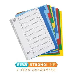 Elba A4 Polypropylene Dividers Europunched 10 Part Multicoloured Single