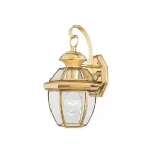 Elstead Newbury - 1 Light Outdoor Small Wall Lantern Light Polished Brass IP44, E27