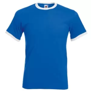 Fruit Of The Loom Mens Ringer Short Sleeve T-Shirt (3XL) (Royal/White)