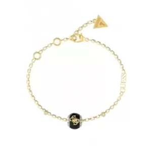 Ladies Gold Plated 4G Centered Black Charm Bracelet