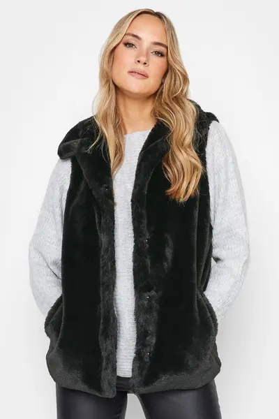 Long Tall Sally Tall Faux Fur Gilet Black