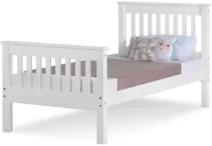 Seconique Monaco 3ft Single White Wooden Bed Frame High Footend