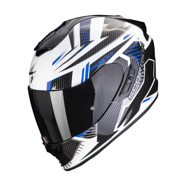 Scorpion Exo-1400 Evo Air Shell White-Blue Full Face Helmet 2XL