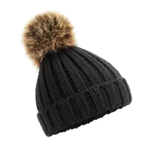 Beechfield Childrens/Kids Pom Pom Chunky Beanie (One Size) (Black)