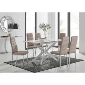 Lira 120 Extending Dining Table and 6 Cappuccino Milan Chairs - Cappuccino