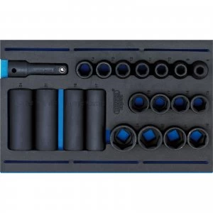 Draper 20 Piece 1/2" Drive Impact Socket Set In Eva Insert Tray 1/2"