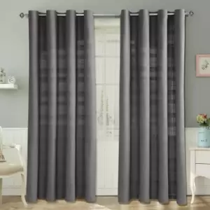 HOMECAPES Cotton Rajput Ribbed Charcoal Grey Curtain Pair, 54 x 54" Drop