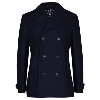 Jack Wills Bickmoor Wool Blend Pea Coat - Navy