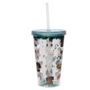 Dog Squad Plastic 500ml Double Walled Reusable Cup with Straw and Lid