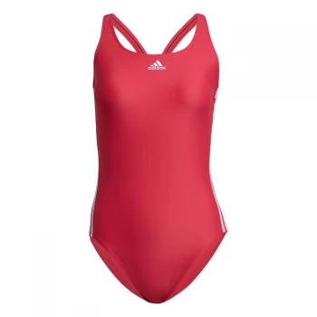 adidas Womens Fit 3-Stripes Swimsuit - Power Pink / White