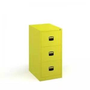 Steel 3 drawer contract filing cabinet 1016mm high - yellow