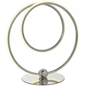 Chrome Infinity Loop Table Lamp 14W Warm White LED Bedside Desk Feature Light