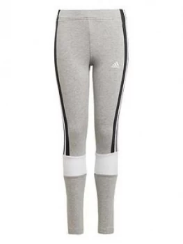 Adidas Girls Colourblock Leggings - Grey/Black