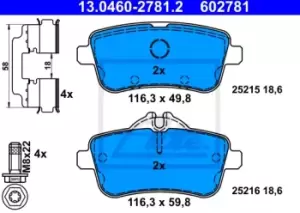 ATE Brake pad set MERCEDES-BENZ 13.0460-2781.2 0064204020,0064204120,0074208220 0074208320,A0064204020,A0064204120,A0074208220,A0074208320