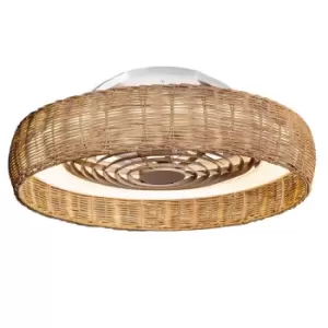 Kilimanjaro LED Dimmable Ceiling Light & 35W DC Fan, Remote Control, Beige Rattan