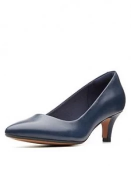 Clarks Linvale Jerica Heeled Shoes - Navy Leather, Size 6, Women