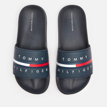 Tommy Hilfiger Boys' Flag Print Pool Sliders - Navy - UK 3 Kids