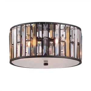 3 Light Flush Mount Ceiling Light Vintage Bronze, E27