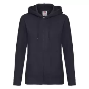 Fruit Of The Loom Ladies Lady-Fit Hooded Sweatshirt Jacket (M) (Deep Navy)