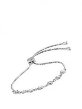 Tommy Hilfiger Classic Silver Plated And Cubic Zirconia Ladies Toggle Bracelet