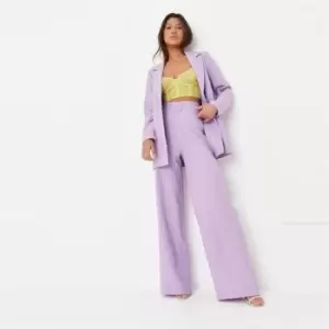 Missguided Wide Leg Linen Look Trouser - Purple