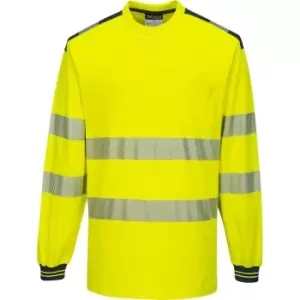 Portwest HiVisTex Pro Long Sleeved T Shirt Yellow / Navy 5XL