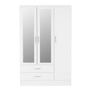 Nevada Triple Mirrored Wardrobe White