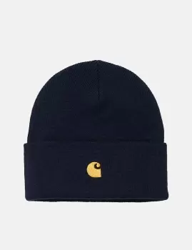 Carhartt Wip Chase Beanie, Dark Navy / Gold/ Gold, Unisex, Headwear, I026222.00H