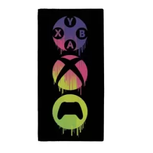 Xbox Official Merchandise Drips Towel 70x140cm Multicolour 100% Cotton - Black