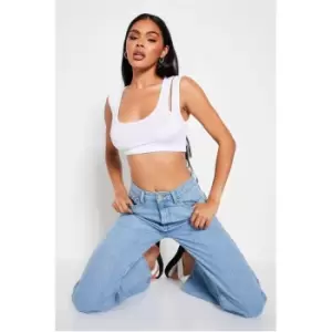 I Saw It First White Jersey Double Strap Scoop Neck Crop Top - White