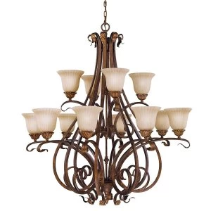 12 Light Multi Arm Chandelier Aged Tortoise Shell Finish, E27