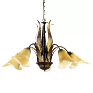 Alga Multi Arm Pendant Ceiling Light, Glass Shades, 5x E14