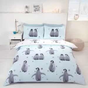 Starry Penguins Ice Duvet Set - Double