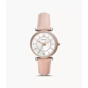 Fossil Womens Carlie Three-Hand Blush Leather Watch - Nude