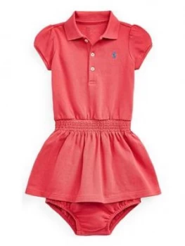 Ralph Lauren Baby Girls Classic Short Sleeve Polo Dress - Red, Size 12 Months