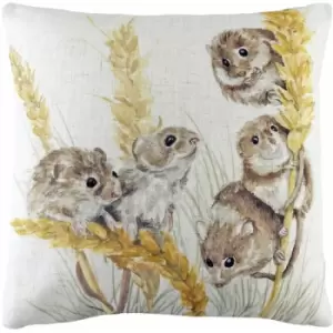 Evans Lichfield - Woodland Fieldmice Watercolour Print Cushion Cover, Multi, 43 x 43 Cm