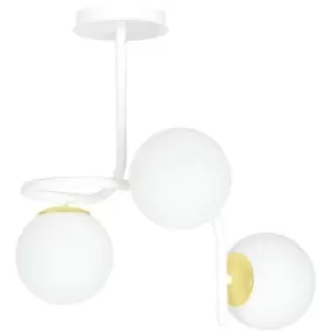 Emibig Ragnar White/Gold Globe Ceiling Light with White Glass Shades, 3x E14