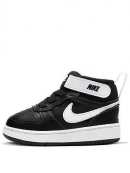 Nike Court Borough Mid 2 Infant Trainer, Black/White, Size 4.5