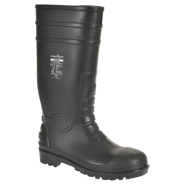 Portwest Total S5 Safety Wellington Boots FW95BKR46 Colour: Black