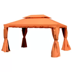 Outsunny 3m x 4m Aluminium Frame Polyester Draped 2-Tier Roof Gazebo Orange