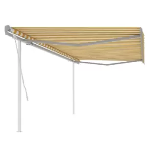 Vidaxl Manual Retractable Awning With Posts 5X3 M Yellow And White