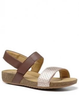 Hotter Haven Footbed Sandals - Dark Tan/Rose Gold