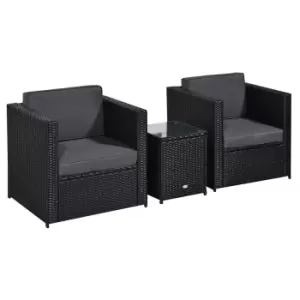 Outsunny 3pc Rattan Bistro Set - Black