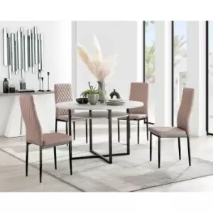 Furniture Box Adley Grey Concrete Effect Storage Dining Table and 4 Cappuccino Milan Black Leg Chairs