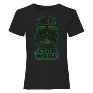 Star Wars Girls Wireframe Stormtrooper Helmet T-Shirt (6-7 Years) (Black)