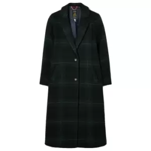 Joules Womens Harrow Long Wool Coat Betty Blackwatch 12